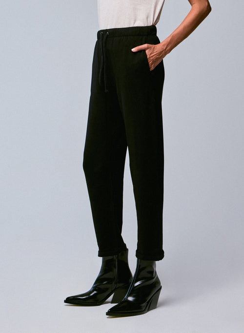 Pantalon Noir avec Poches en Viscose et Élasthanne - MAJESTIC FILATURES
