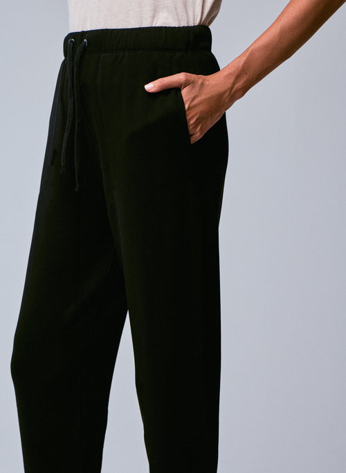 Pantalon Noir avec Poches en Viscose et Élasthanne - MAJESTIC FILATURES