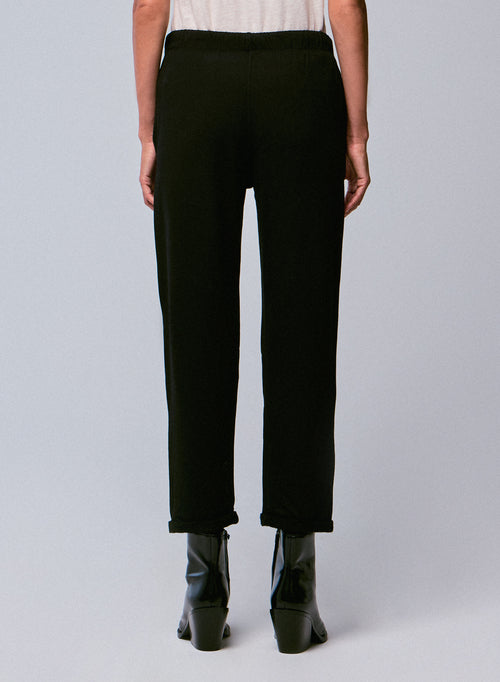 Pantalon Noir avec Poches en Viscose et Élasthanne - MAJESTIC FILATURES
