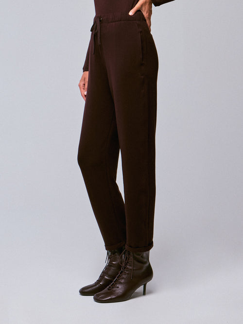 Pantalon Aubergine en Viscose / Elasthanne - MAJESTIC FILATURES