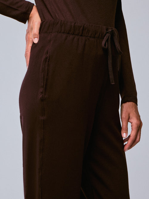 Pantalon Aubergine en Viscose / Elasthanne - MAJESTIC FILATURES