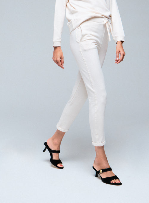 Pantalon Blanc en Viscose / Elasthanne - MAJESTIC FILATURES