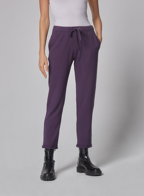 Purple viscose/elastane trousers - MAJESTIC FILATURES