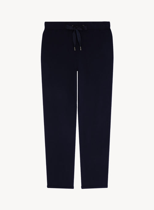 Navy Trousers with Viscose and Elastane Pockets - MAJESTIC FILATURES