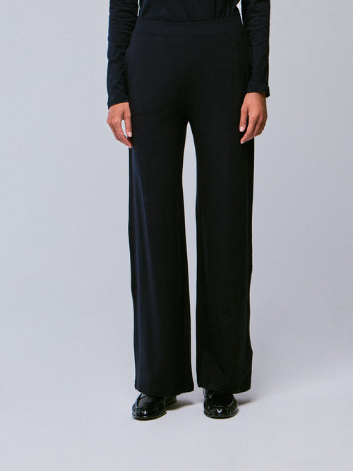 Pantalones de viscosa / elastano azul marino - MAJESTIC FILATURES