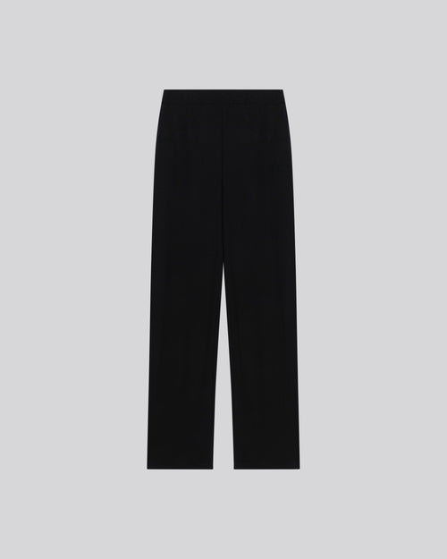 Pantalon Noir Droit avec Taille Élastique en Viscose et Élasthanne - MAJESTIC FILATURES