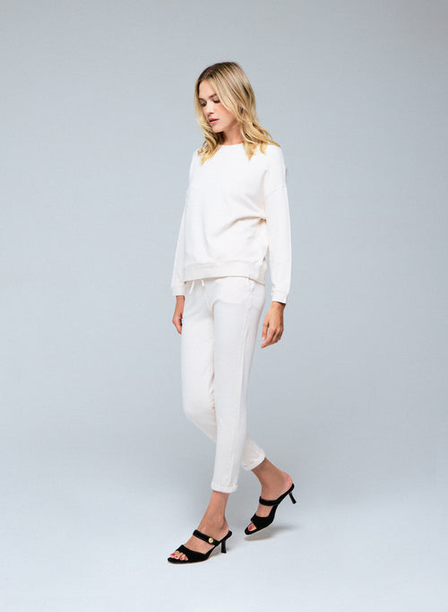 Pantalon Blanc en Viscose / Elasthanne - MAJESTIC FILATURES
