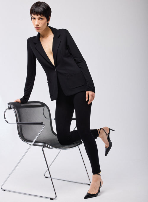 Black Jacket Long Sleeves in Viscose / Elastane - MAJESTIC FILATURES