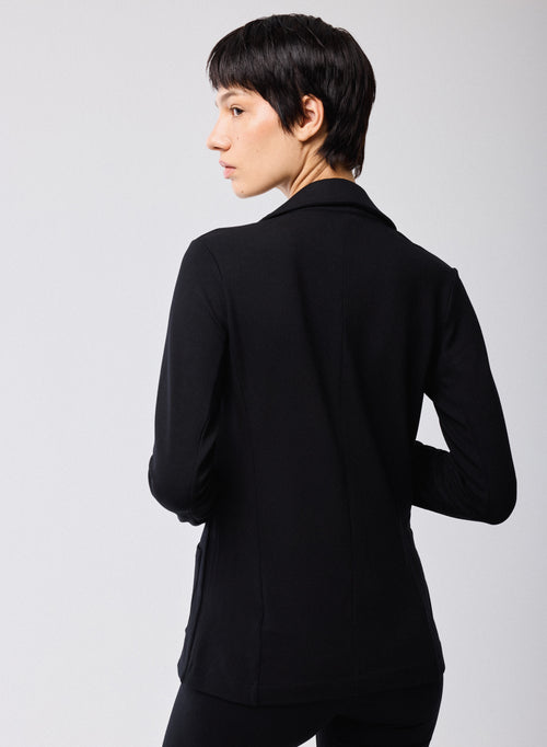 Black Jacket Long Sleeves in Viscose / Elastane - MAJESTIC FILATURES