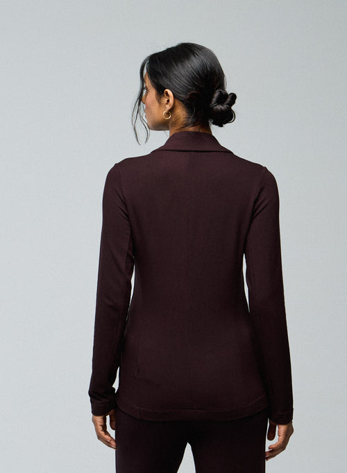 Aubergine long-sleeved jacket in viscose / elastane - MAJESTIC FILATURES