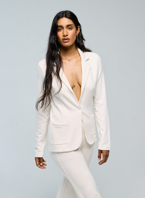 Weiße langärmelige Jacke aus Viskose / Elasthan - MAJESTIC FILATURES