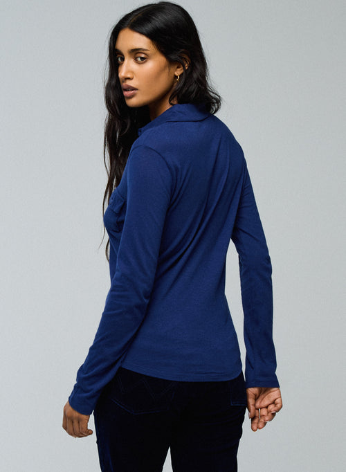 Camisa azul Camisa de manga larga en algodón orgánico / cachemir - MAJESTIC FILATURES