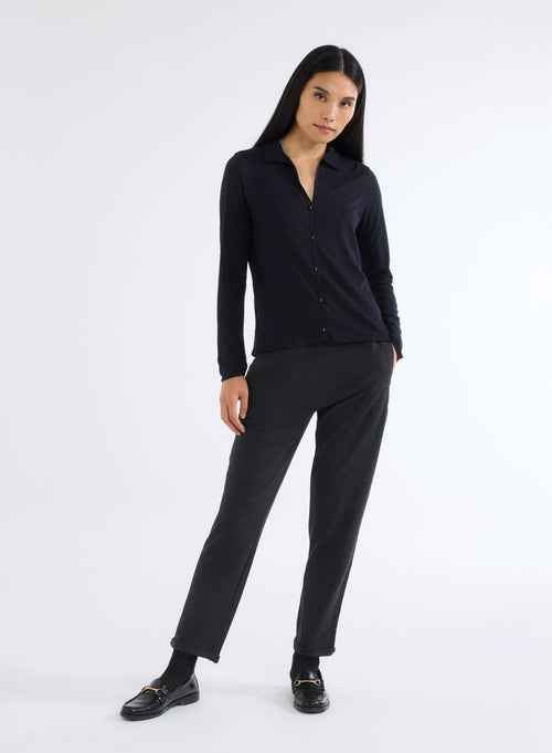 Marinehemd Langarm aus Baumwolle und Kaschmir - MAJESTIC FILATURES