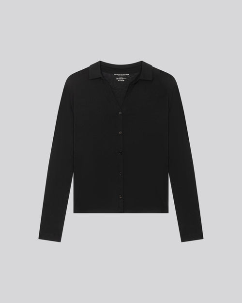 Black Shirt Long Sleeve Shirt in Organic Cotton / Cashmere - MAJESTIC FILATURES