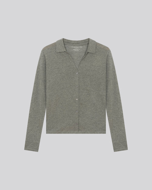 Grey shirt Long sleeve shirt in organic cotton / cashmere - MAJESTIC FILATURES