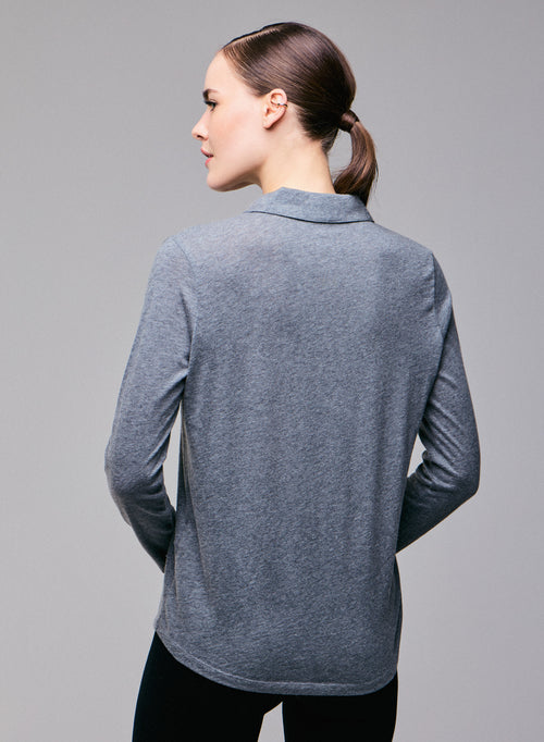 Grey shirt Long sleeve shirt in organic cotton / cashmere - MAJESTIC FILATURES
