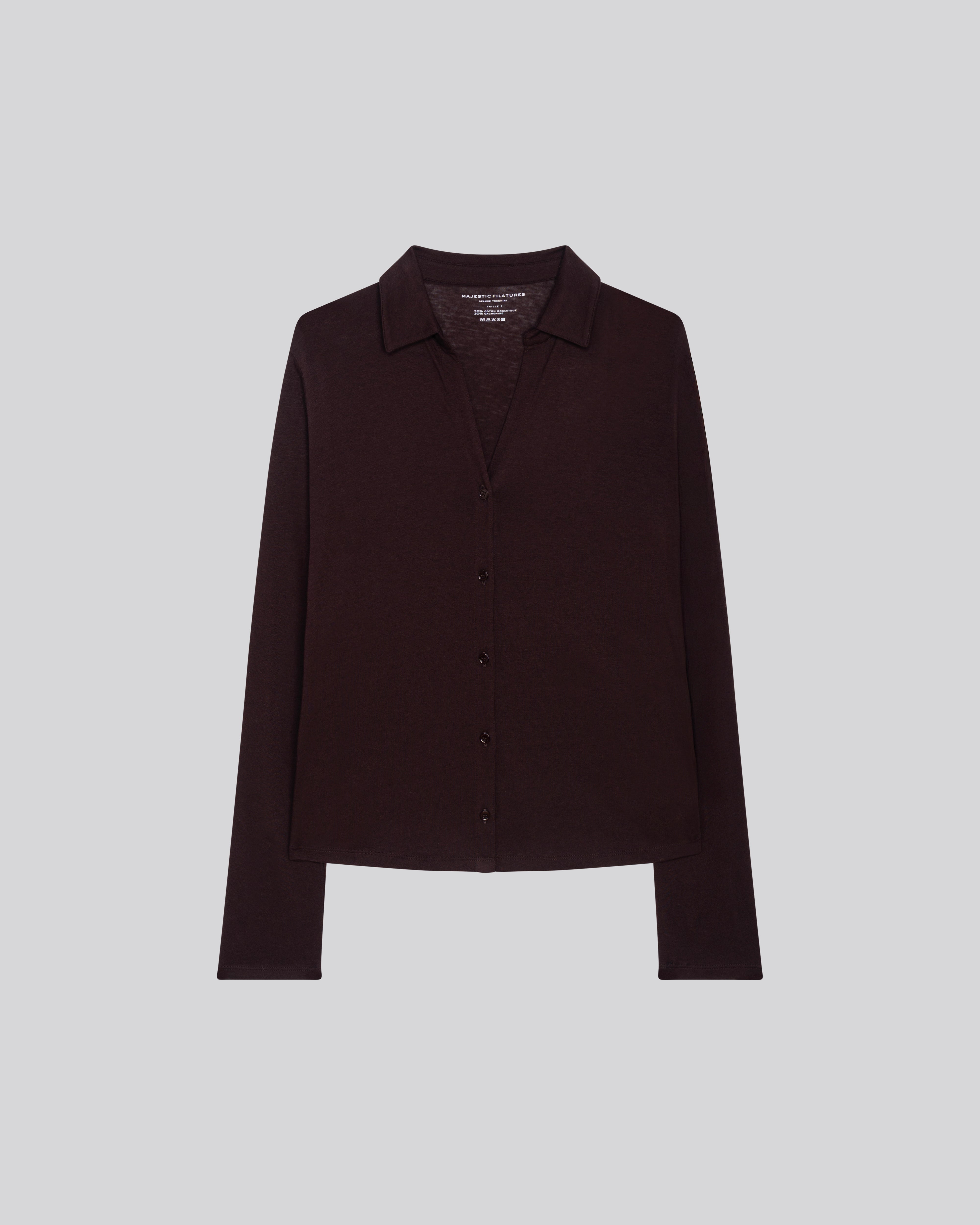 Purple Shirt Long Sleeve Shirt in Organic Cotton / Cashmere WOMEN