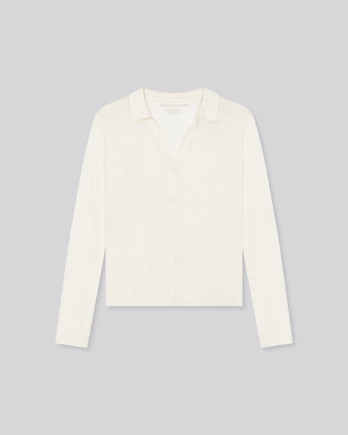 White Shirt Long Sleeve Shirt in Organic Cotton / Cashmere - MAJESTIC FILATURES