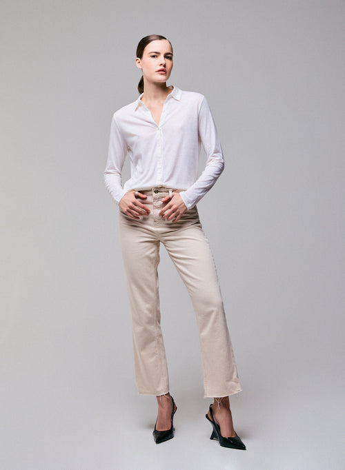 White Shirt Long Sleeve Shirt in Organic Cotton / Cashmere - MAJESTIC FILATURES