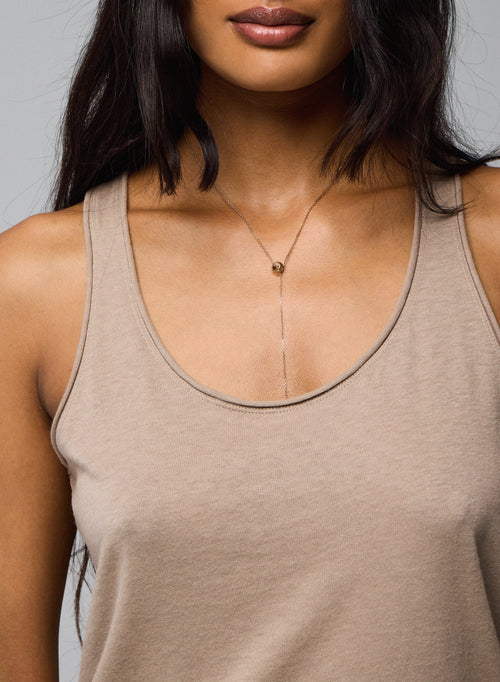 Débardeur Beige Col U Sans Manches en Coton / Cachemire - MAJESTIC FILATURES