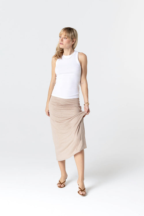 Ärmelloses Tanktop mit Rundhalsausschnitt aus Bio-Baumwolle in Weiß - MAJESTIC FILATURES