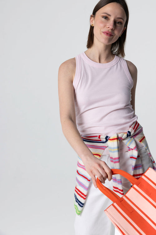 Débardeur Rose Col Rond Sans Manches en Coton Organique - MAJESTIC FILATURES