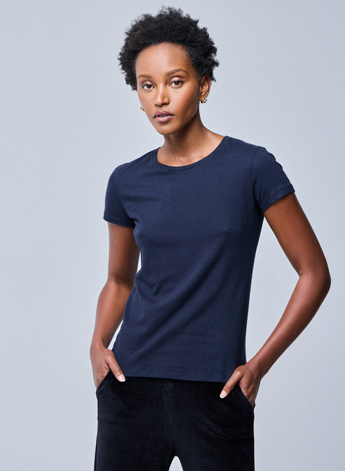 "Camiseta Jamie cuello redondo manga corta de Algodón Deluxe" - MAJESTIC FILATURES