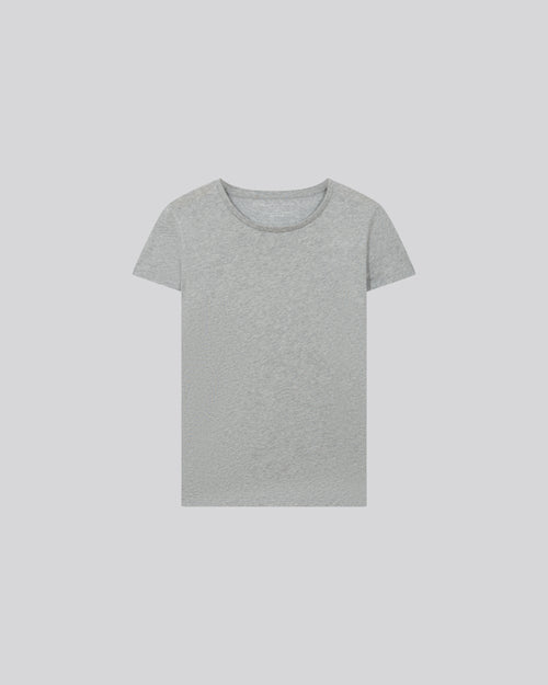 Grey Jamie Round Neck Short Sleeves T-shirt in Organic Cotton - MAJESTIC FILATURES