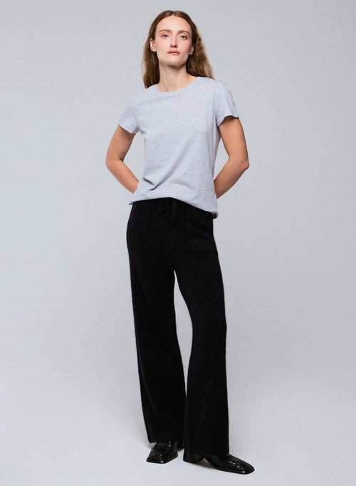 Grey Jamie Round Neck Short Sleeves T-shirt in Organic Cotton - MAJESTIC FILATURES