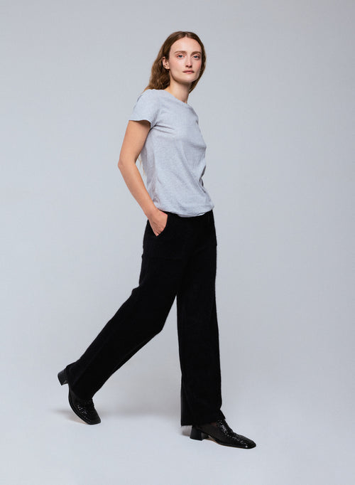 Grey Jamie Round Neck Short Sleeves T-shirt in Organic Cotton - MAJESTIC FILATURES