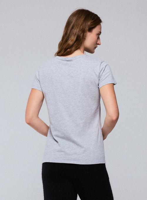 Grey Jamie Round Neck Short Sleeves T-shirt in Organic Cotton - MAJESTIC FILATURES