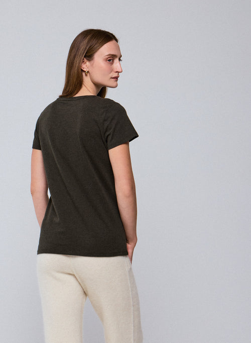 T-shirt Vert Jamie Col Rond Manches Courtes en Coton organique - MAJESTIC FILATURES