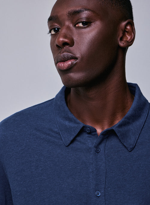 Chemise Bleu Chemise Manches Longues en Coton organique - MAJESTIC FILATURES