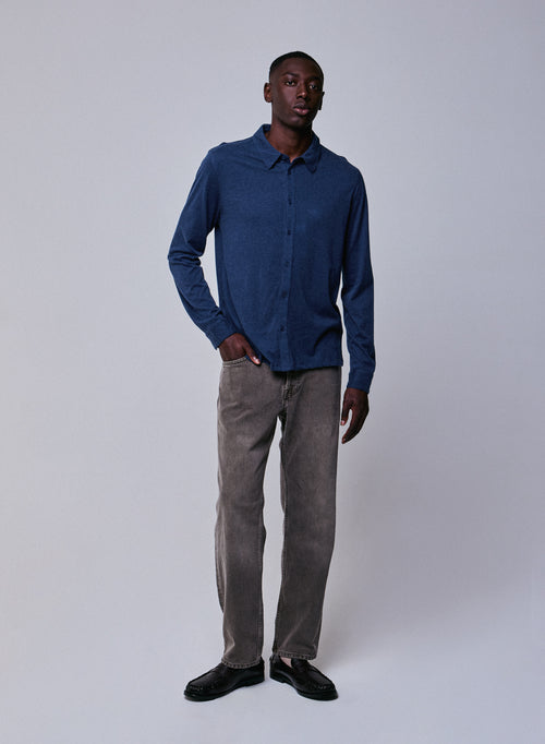 Chemise Bleu Chemise Manches Longues en Coton organique - MAJESTIC FILATURES