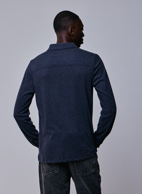 Chemise Noire Chinée Manches Longues en Deluxe Coton - MAJESTIC FILATURES