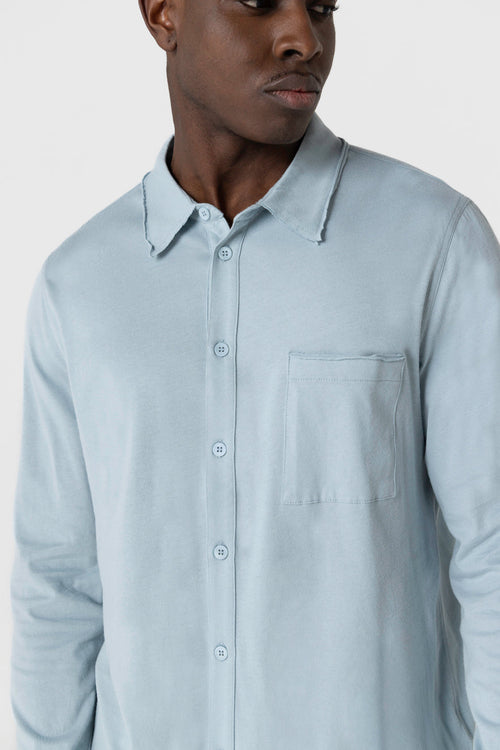 Chemise Bleu Clair Col Chemise Manches Longues en Coton Organique - MAJESTIC FILATURES