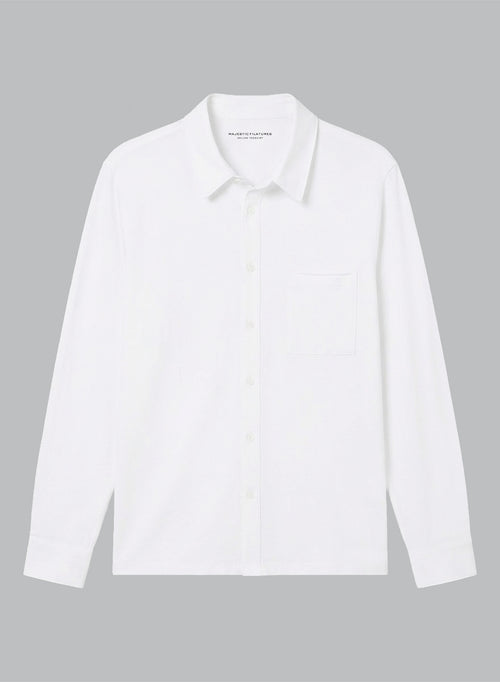 Chemise Blanche Col Chemise Manches Longues en Coton Organique - MAJESTIC FILATURES