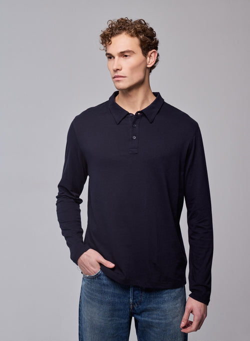 Polo Marine Polo Manches Longues en Coton organique - MAJESTIC FILATURES