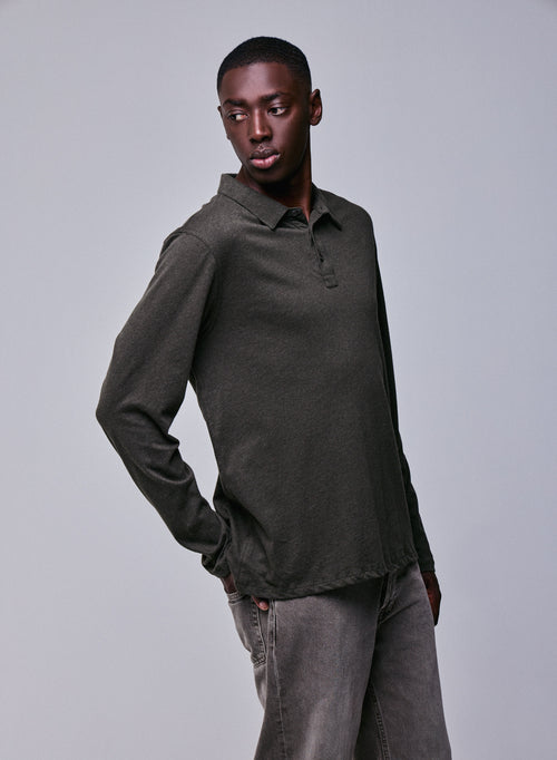 Polo Vert Polo Manches Longues en Coton organique - MAJESTIC FILATURES