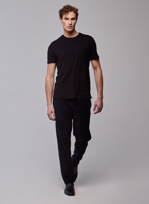 T-shirt Noir Julien Col Rond Manches Courtes en Deluxe Coton - MAJESTIC FILATURES