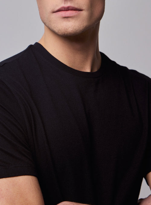 T-shirt Noir Julien Col Rond Manches Courtes en Deluxe Coton - MAJESTIC FILATURES