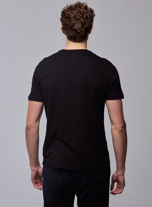 T-shirt Noir Julien Col Rond Manches Courtes en Deluxe Coton - MAJESTIC FILATURES
