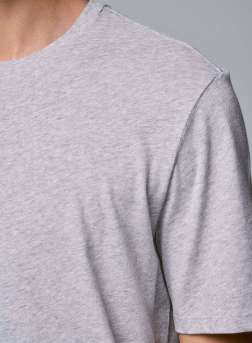 T-shirt Gris clair Julien Col Rond Manches Courtes en Deluxe Coton - MAJESTIC FILATURES