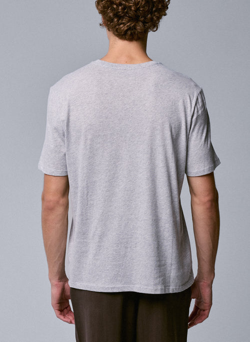T-shirt Gris clair Julien Col Rond Manches Courtes en Deluxe Coton - MAJESTIC FILATURES