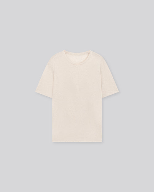 T-shirt Beige Col Rond Manches Courtes en Coton organique - MAJESTIC FILATURES