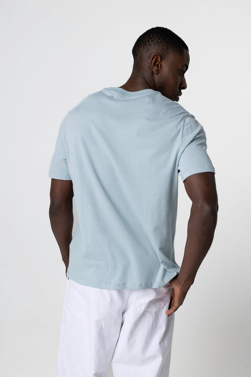 T-shirt Bleu Clair Col Rond Manches Courtes en Coton Organique - MAJESTIC FILATURES