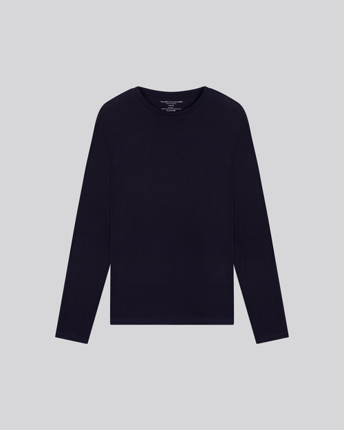 James T-Shirt Rundhalsausschnitt Langarm aus Deluxe-Baumwolle - MAJESTIC FILATURES