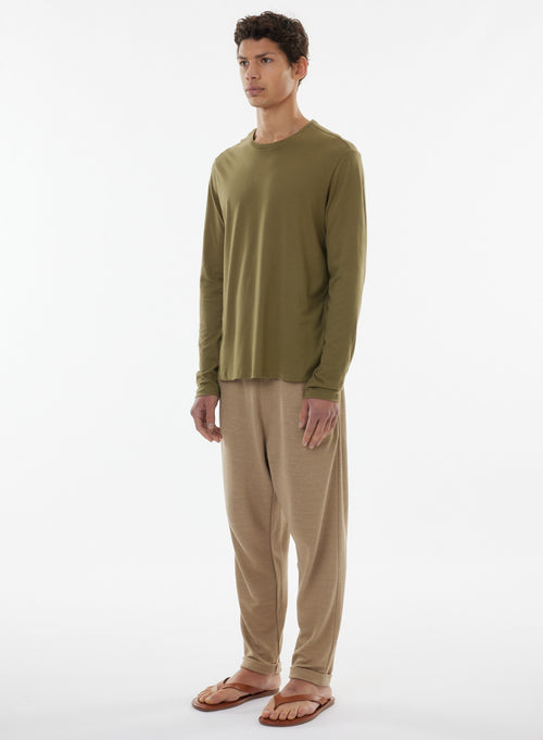 Camiseta James Savana de manga larga y cuello redondo en algodón deluxe - MAJESTIC FILATURES