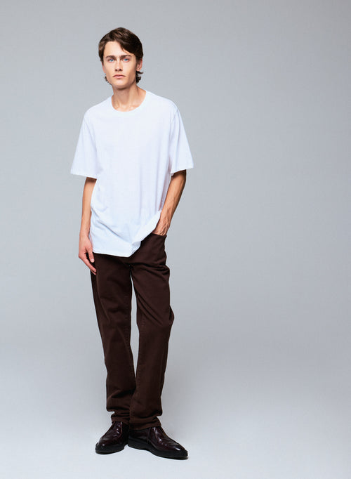 T-shirt Blanc Col Rond Manches Courtes en Deluxe Coton - MAJESTIC FILATURES