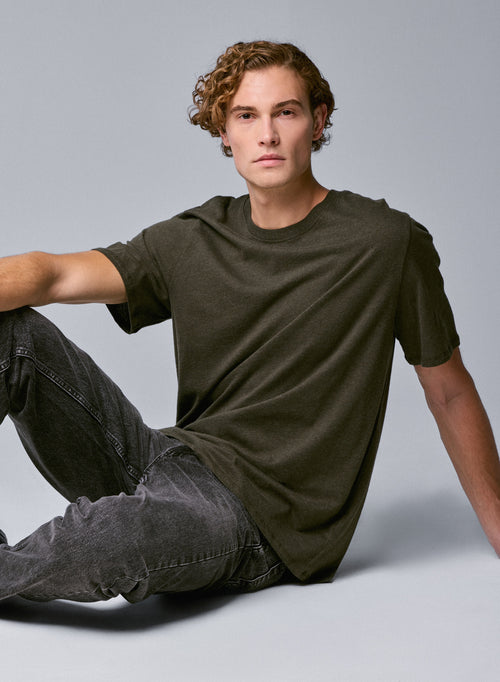 T-shirt Vert Col Rond Manches Courtes en Coton organique - MAJESTIC FILATURES